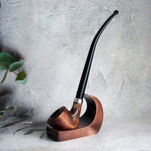 Handmade Pear Wood Churchwarden Pipe, Smoker Gift Set