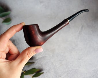 Handcrafted Pear Wood Tobacco Pipe, Black Acrylic Mouthpiece