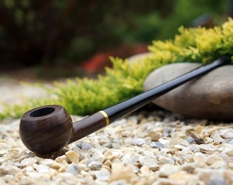 Handmade Pear Wood Churchwarden Pipe, 9" Long steam