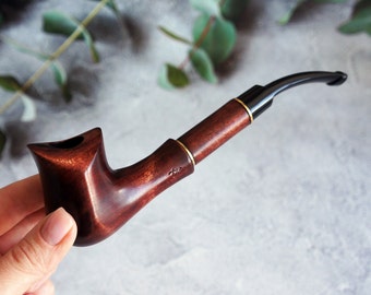 Handcrafted Pear Wood Tobacco Pipe, Long Stem, 9mm Filter