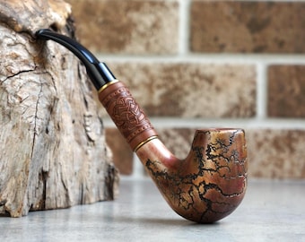 Handcrafted Pear Wood Tobacco Pipe: Lightning Design, 9mm Filter