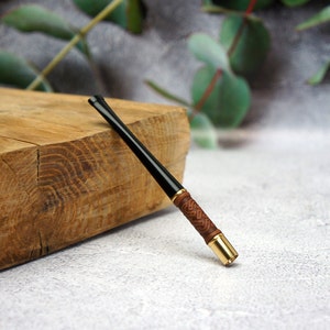 Cigarette holder in genuine leather, short cigarette holder, Handmade 3.81&quot;/97 mm, Fits slim cigarettes, handmade cigarette holder