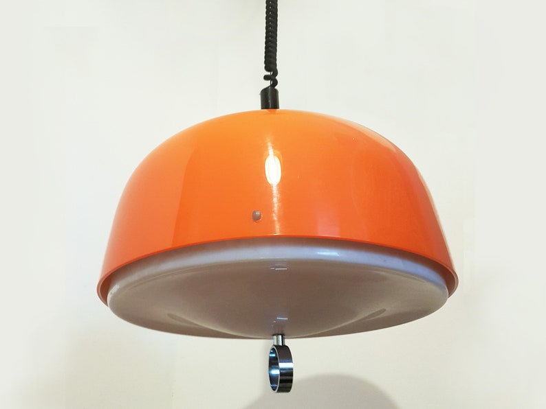 Meblo Vintage Pendant Lamp Pull Down Ceiling Mid Century Design Orange 70s Retro Home Decor