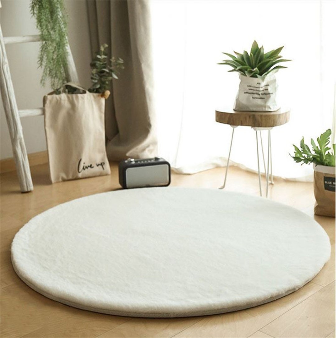 100cm Round Ivory Faux Rabbit Fur Rugs Etsy