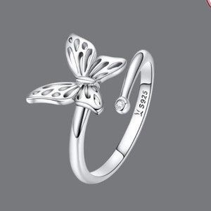 Butterfly Ring, Adjustable 925 Sterling Silver Ring, Silver Butterfly Ring, Handcrafted Jewelry, Butterfly Gift For Her, Birthday Gift