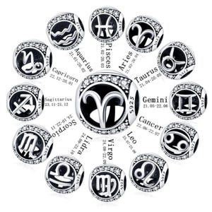 Zodiac Birth Month Sterling Silver Charms, Genuine Sterling Silver Charms, Birthday Gifts For Her, Fits Original Bracelet, Birthday Charms