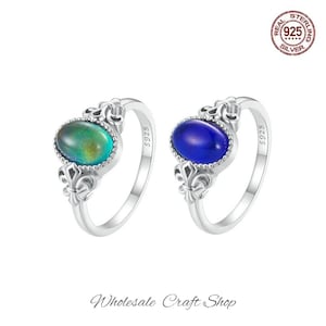 Ovaler Stimmungsring, Farbwechsel 925 Sterling Silber Ring, Minimalistischer Ring, handgefertigter Schmuck, Geschenk für sie