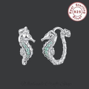 Seahorse Hoop Earrings, Sterling Silver Earrings, Silver Seahorse Earrings, Birthday Gifts For Her, Beach Lover Earrings