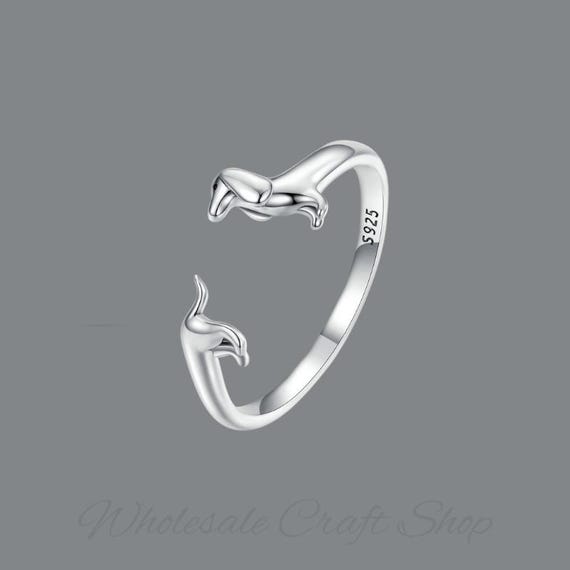 Dachshund Ring, Adjustable 925 Sterling Silver Ring, Dachshund Mom Gift, Handcrafted Jewelry, Dachshund Gift For Her, Sausage Dog Lover