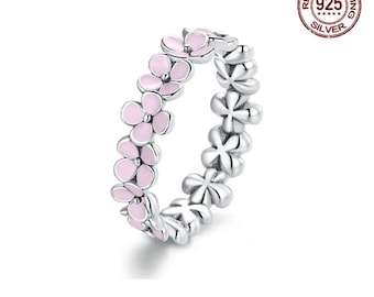 Bague fleurs de cerisier, bague en argent sterling 925, bague fleur rose, bague fleur rose en argent, bijoux artisanaux, cadeau pour elle