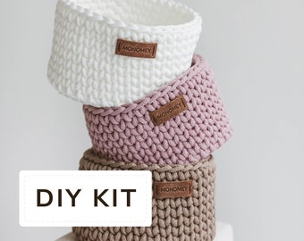 crochet basket kit - crochet kit for adults - crochet kit beginner with yarn