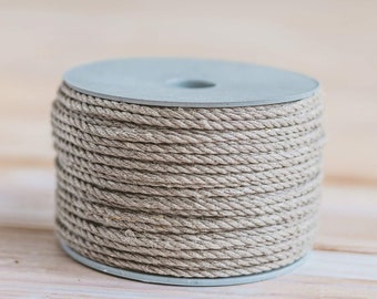 LINEN macrame cord 4mm, linen cord, TWISTED macrame cord, twisted cord rope, macrame rope 4mm, macrame yarn, corde macramé, crochet rope