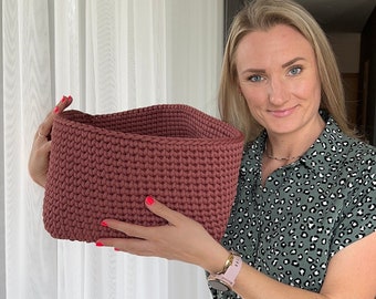 Large Square Crochet Basket Pattern: Photo & Video Tutorial (PDF Download)