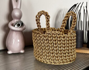 Crochet Bunny Basket Pattern, Macrame Cord (PDF Pattern)