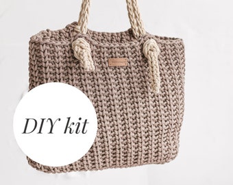 Kit DIY au crochet, kit sac au crochet, kit crochet débutant avec fil, kit crochet adulte, kit tote bag crochet, patron crochet VIDEO