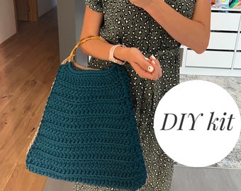 Bag DIY kit, crochet bag kit, crochet kit beginner, crochet kit beginner with yarn, crochet starter kit, learn to crochet kit