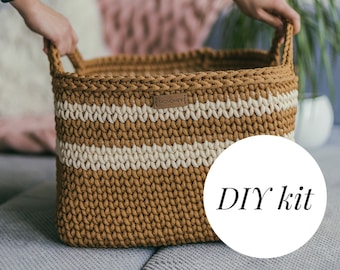 DIY pakket gehaakte mand: vierkante mand van macramékoord met handgrepen