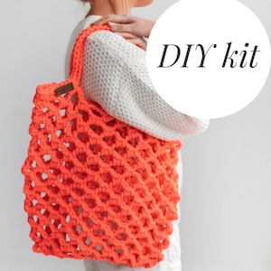 Crochet bag kit, crochet kit beginner with yarn, crochet kit for adults, crochet kit tote bag, crochet pattern VIDEO