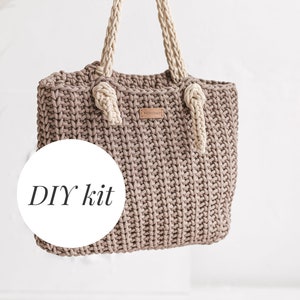 Crochet DIY kit, Crochet bag kit, crochet kit beginner with yarn, crochet kit for adults, crochet kit tote bag, crochet pattern VIDEO