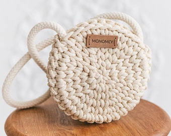 Crochet Kids Crossbody Bag, Round Polyester Cord Shoulder (PDF Pattern)