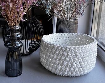 Crochet Basket Pattern: Round Polyester Cord Storage (PDF Pattern)