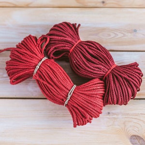 Rote Makramee Schnur 5 mm, Rotes Seil, Leinen Garn, Leinen Seil, Geflochtene Makramee Schnur, Leinen Makramee Seil, Makramee Garn, Leinen Makramee Schnur