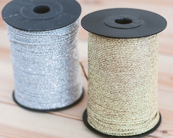 3mm Lurex Macrame Cord: Gold & Silver Polyester Rope