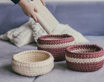 SET OF 3 Crochet baskets PATTERNS, basket pattern, easy pattern, bathroom basket, pattern pdf, pdf pattern, crochet pattern, bathroom set