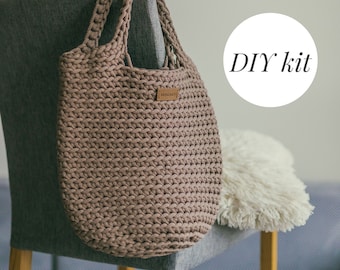 Crochet bag kit, crochet kit beginner with yarn, crochet kit for adults, crochet kit tote bag, crochet pattern VIDEO