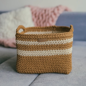 Square basket bag PATTERN, square basket PATTERN, pattern pdf, crochet basket pattern, laundry basket storage, pdf pattern, crochet pattern image 1
