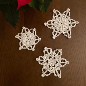 Crochet snowflake pattern, set of 3 crochet patterns, snowflake pattern crochet VIDEO TUTORIAL INCLUDED