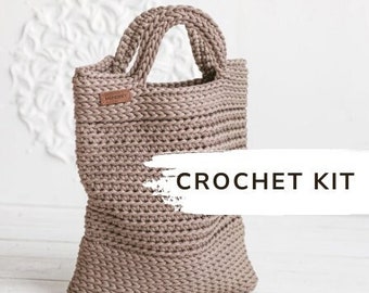 Crochet bag kit, crochet kit beginner with yarn, crochet kit for adults, crochet kit tote bag, do it yourself craft kit