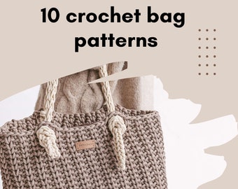 Crochet pattern book, 10 Crochet patterns, crochet handbag pattern, handbag pattern pdf, easy bag pattern