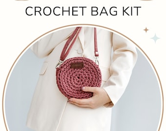 Crochet crossbody bag DIY kit, crochet kit beginner, Crochet starter kit