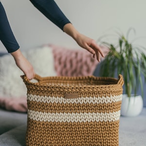 Square basket bag PATTERN, square basket PATTERN, pattern pdf, crochet basket pattern, laundry basket storage, pdf pattern, crochet pattern image 8