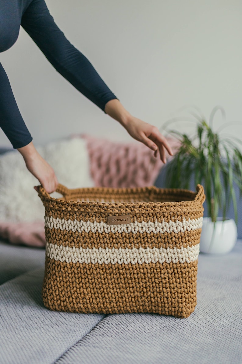 Square basket bag PATTERN, square basket PATTERN, pattern pdf, crochet basket pattern, laundry basket storage, pdf pattern, crochet pattern image 8