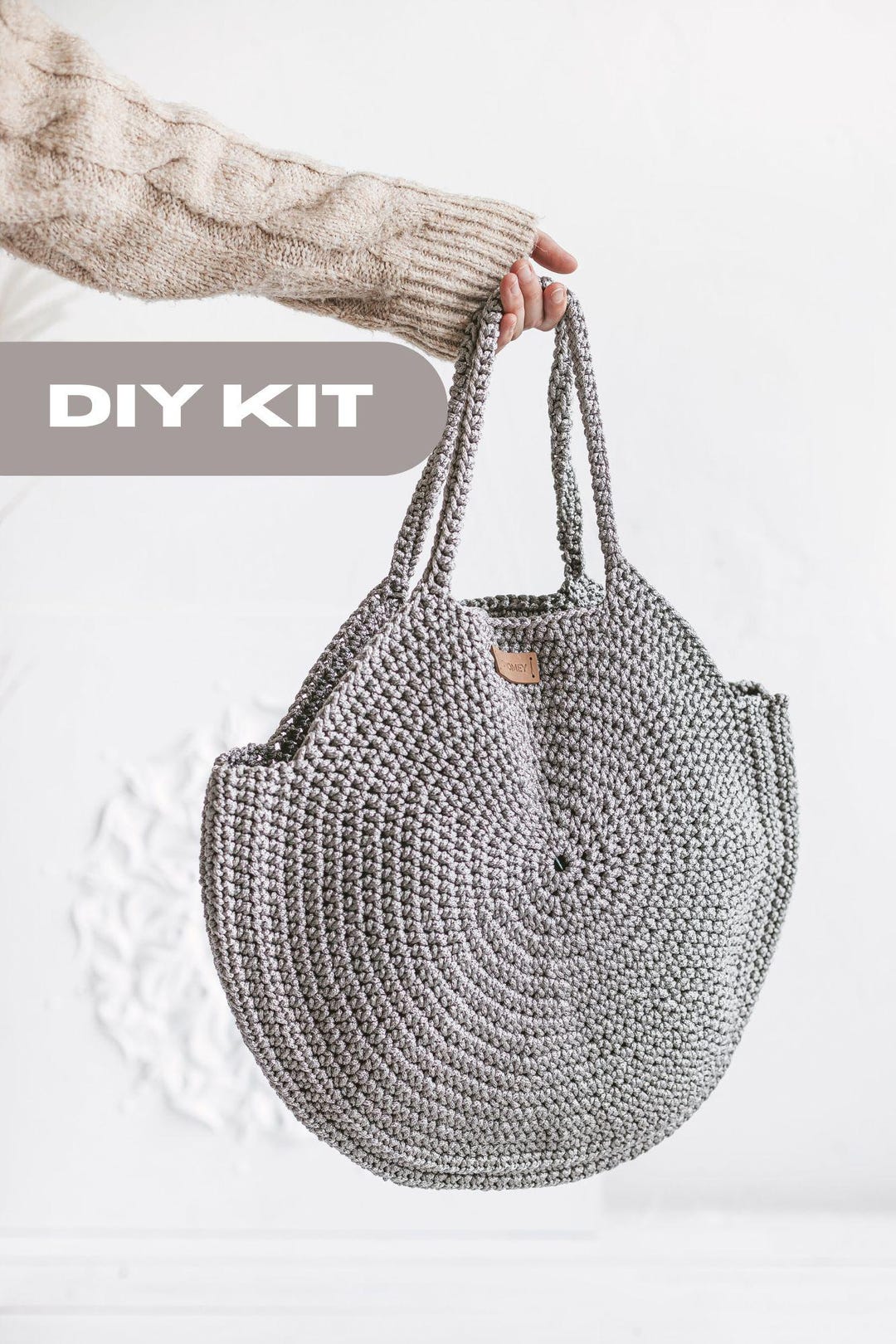 DIY Crochet Tote Bag Kit | Silver Metallic Cord (video Tutorial) - Etsy