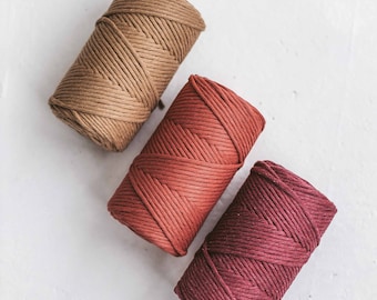 Cordón de algodón macramé de una sola hebra de 3 mm: cuerda de fibra natural