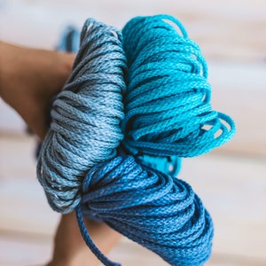 Linen cord, Blue Macrame cord 5 mm, Linen macrame cord, Braided cord, Linen yarn, Linen rope, Braided macrame cord, Macrame rope