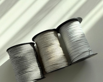 Gray shades 3mm Macrame Cord – Polyester rope with silver lurex