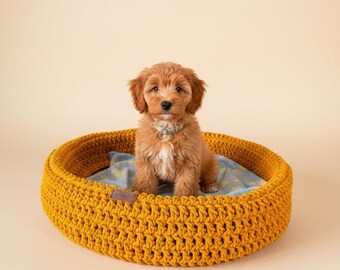 Handmade dog bed Mustard color