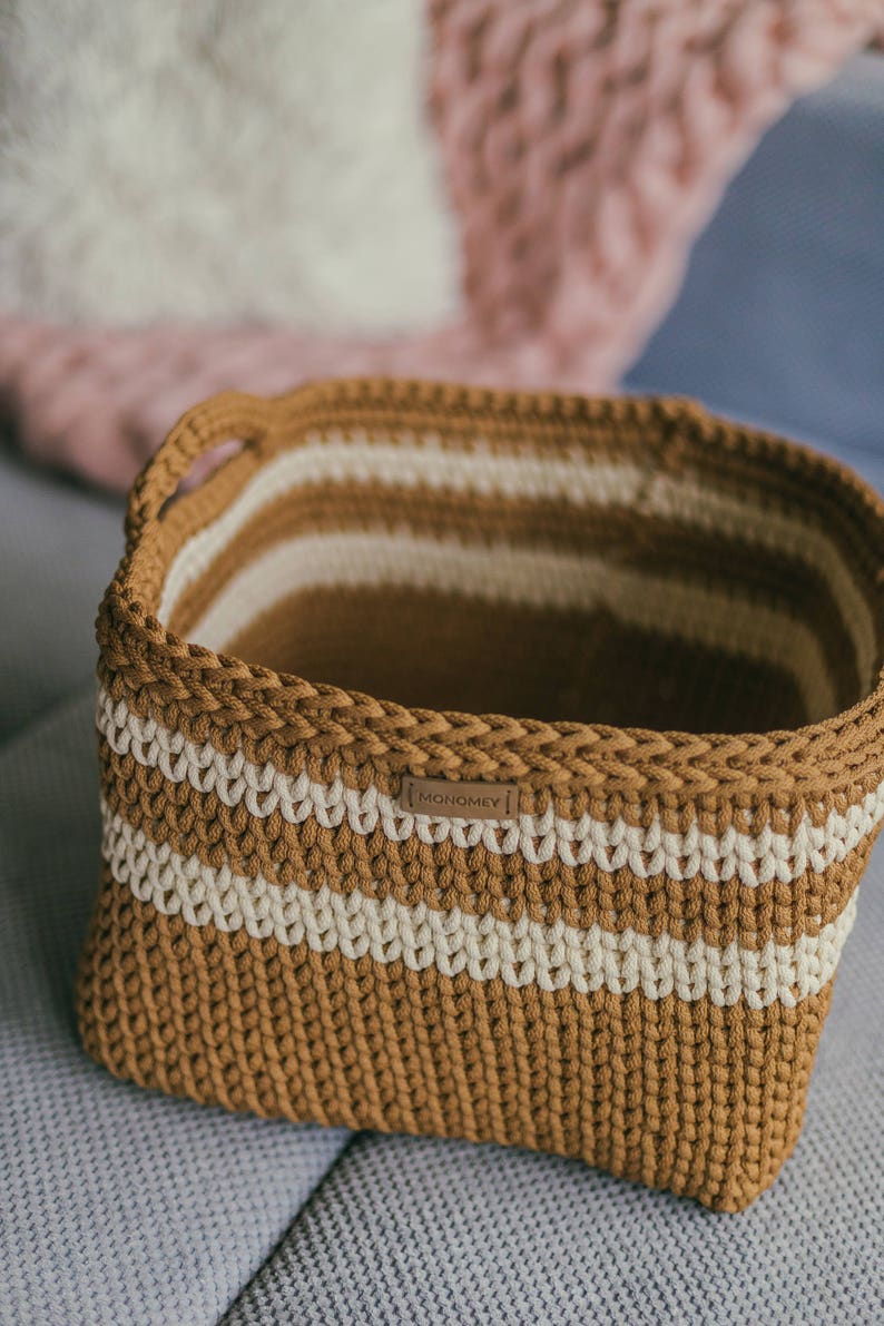 Square basket bag PATTERN, square basket PATTERN, pattern pdf, crochet basket pattern, laundry basket storage, pdf pattern, crochet pattern image 4