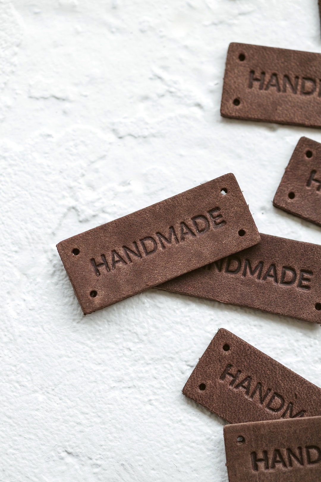 Leather Tags for Handmade Items, HANDMADE Tag Labels - Etsy
