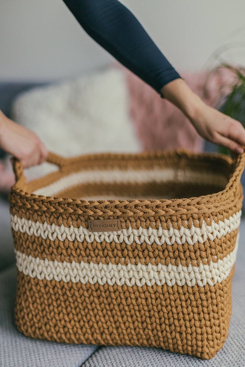 Square basket bag PATTERN, square basket PATTERN, pattern pdf, crochet basket pattern, laundry basket storage, pdf pattern, crochet pattern image 2