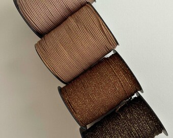 Brown Shade 3 mm Macrame Cord – Polyester with Gold Lurex, 200 meters