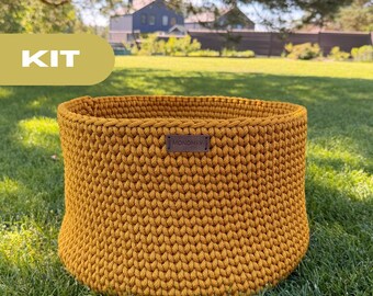 Mustard Crochet Basket Kit | DIY Beginner Crochet Kit with Pattern