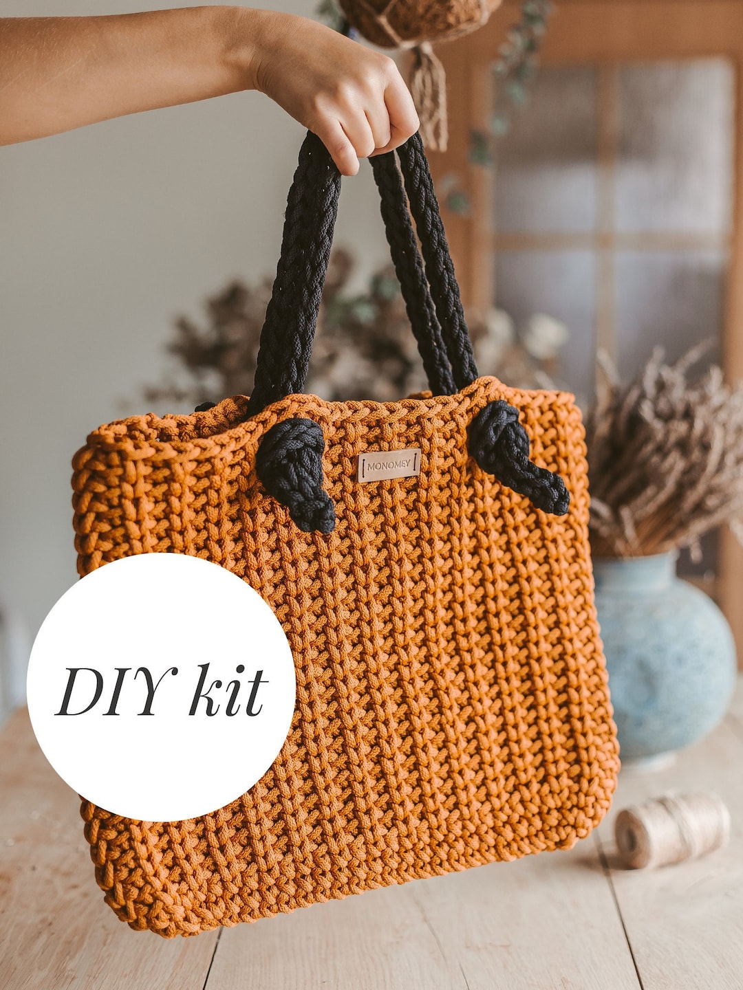 DIY Crochet Kit, Crochet Bag Kit, Crochet Kit Beginner With Yarn