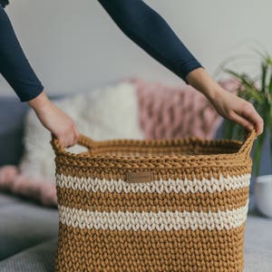 Square basket bag PATTERN, square basket PATTERN, pattern pdf, crochet basket pattern, laundry basket storage, pdf pattern, crochet pattern image 7