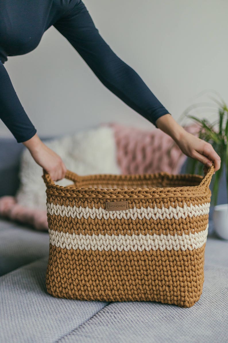 Square basket bag PATTERN, square basket PATTERN, pattern pdf, crochet basket pattern, laundry basket storage, pdf pattern, crochet pattern image 7