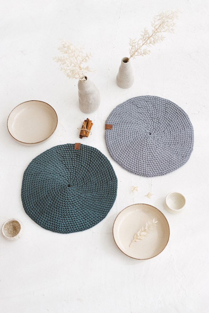 Round Placemat Green Round Placemats Crochet Etsy